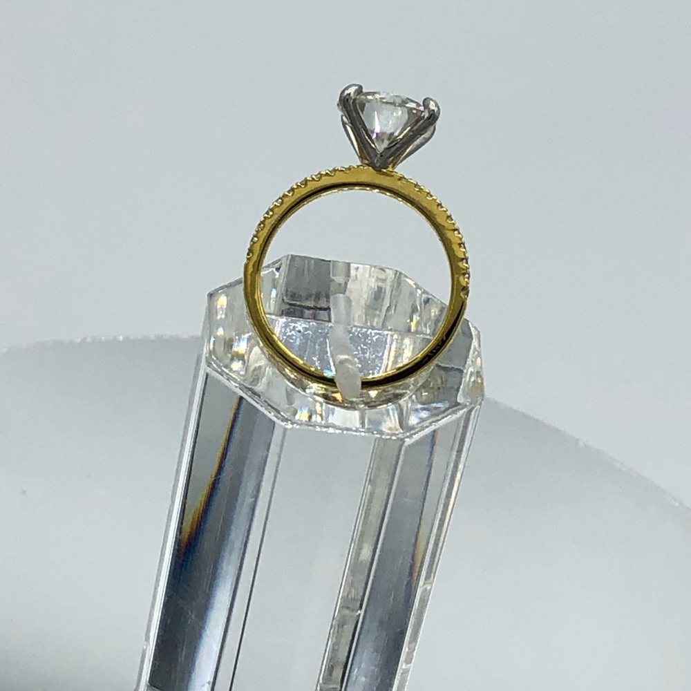 3ct D, VVS1 Brilliant Round Moissanite Pave Ring - Picture 7 of 14